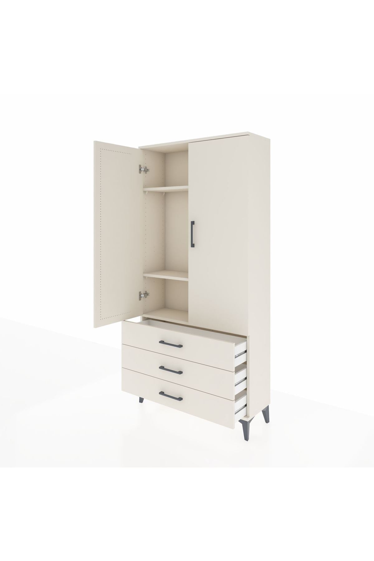 Arges Dolap 3 Raflı 3 Çekmeceli 2 Kapaklı 88x30x182 - S24M006V1A