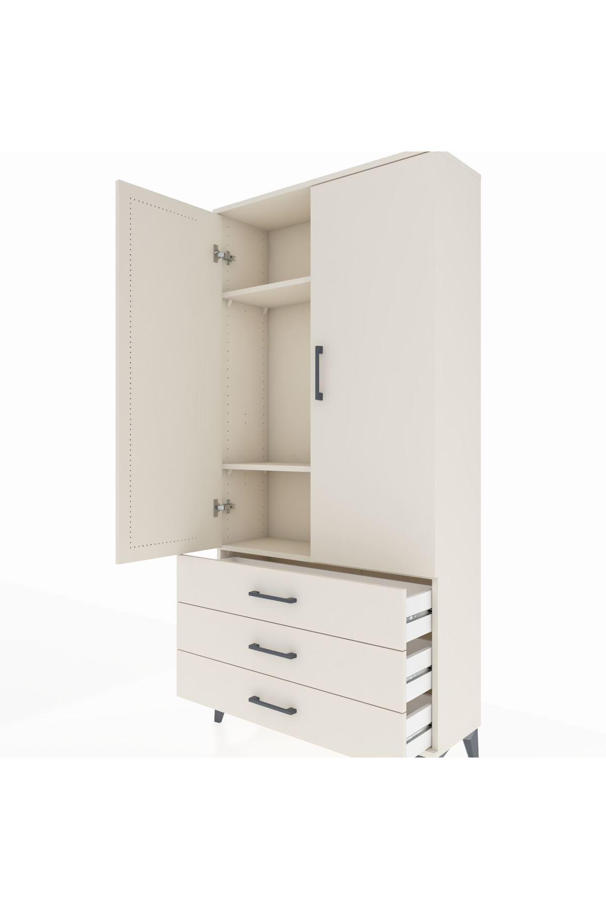 Arges Dolap 3 Raflı 3 Çekmeceli 2 Kapaklı 88x30x182 - S24M006V1A