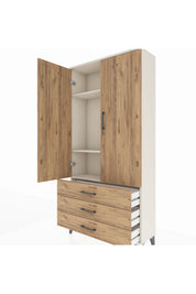 Arges Dolap 3 Raflı 3 Çekmeceli 2 Kapaklı 88x30x182 - S24M006V3A