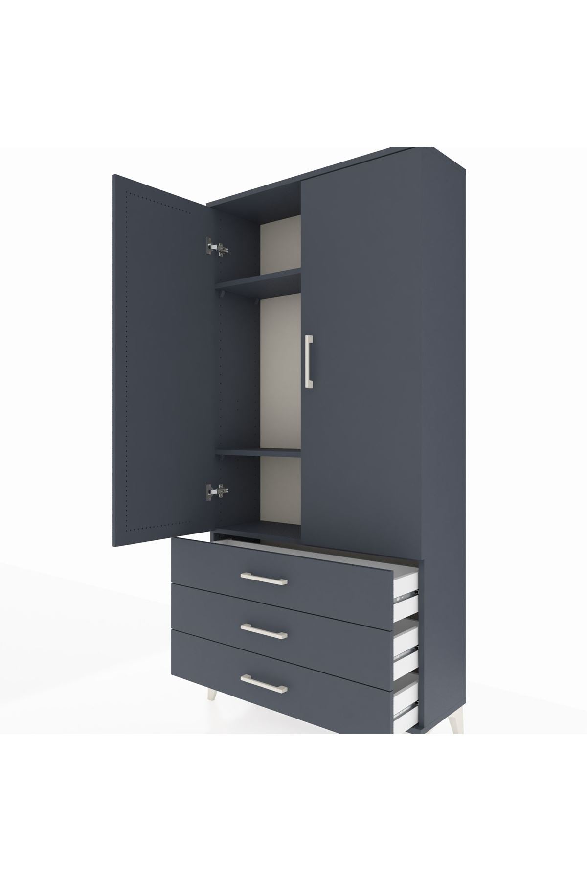 Arges Dolap 3 Raflı 3 Çekmeceli 2 Kapaklı 88x30x182 - S24M006V5A