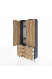 Arges Dolap 3 Raflı 3 Çekmeceli 2 Kapaklı 88x30x182 - S24M006V6A