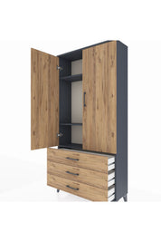 Arges Dolap 3 Raflı 3 Çekmeceli 2 Kapaklı 88x30x182 - S24M006V6A
