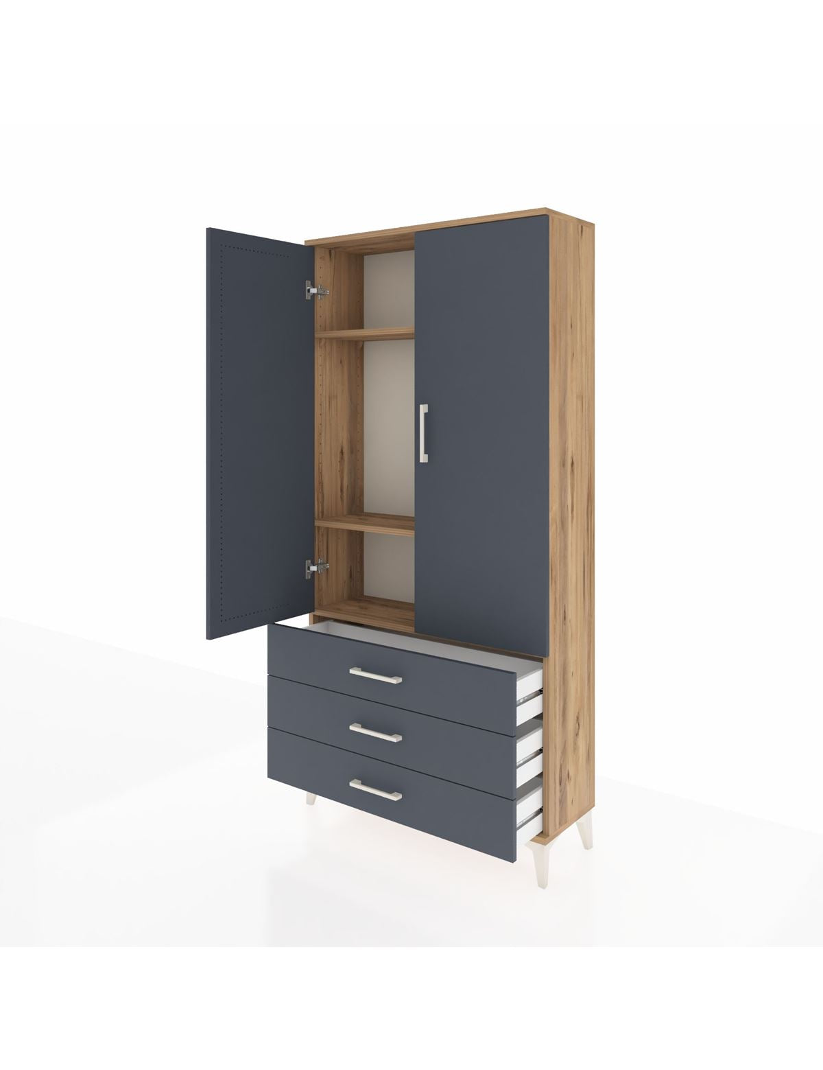 Arges Dolap 3 Raflı 3 Çekmeceli 2 Kapaklı 88x30x182 - S24M006V8A