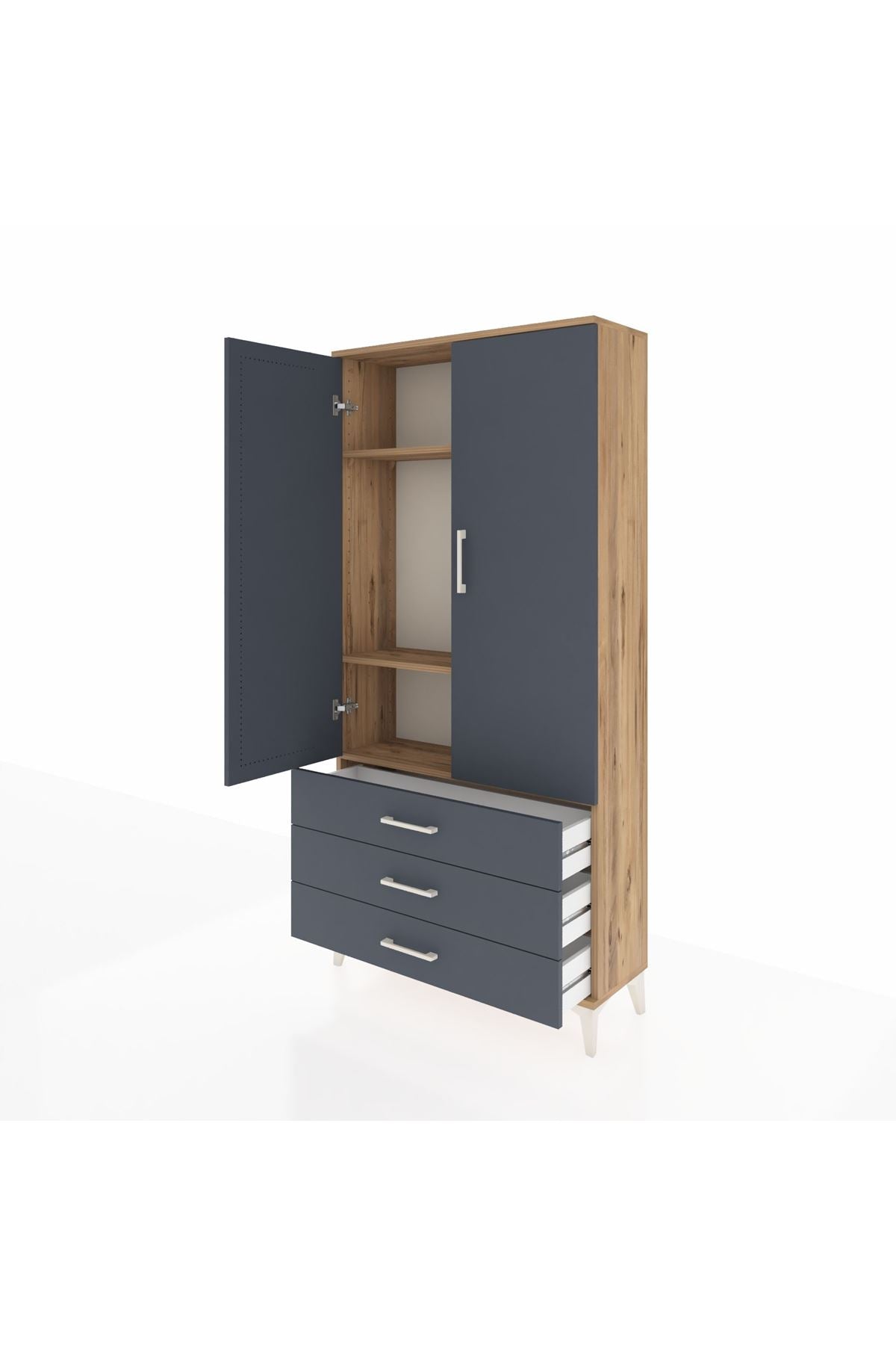 Arges Dolap 3 Raflı 3 Çekmeceli 2 Kapaklı 88x30x182 - S24M006V8A