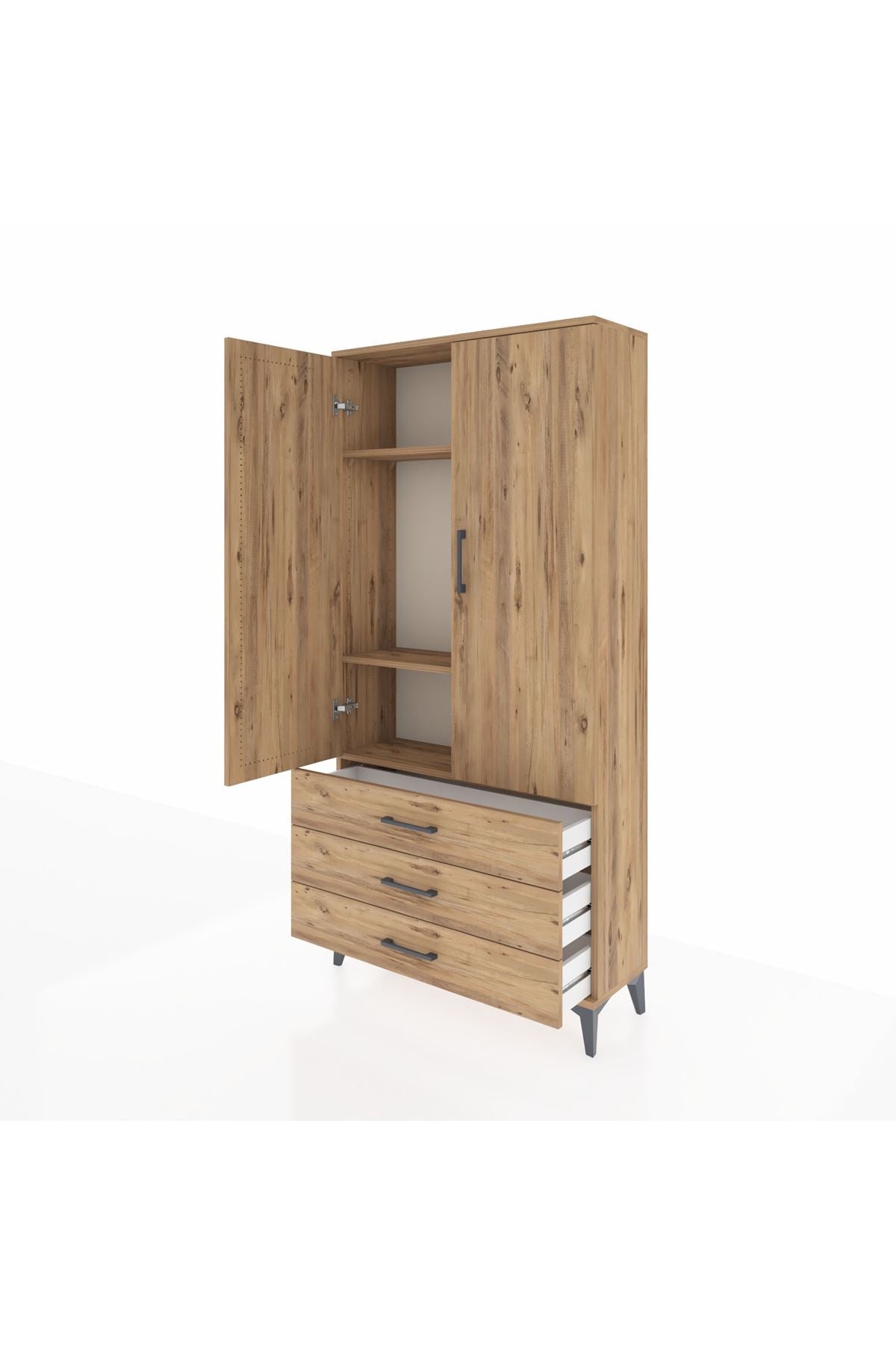Arges Dolap 3 Raflı 3 Çekmeceli 2 Kapaklı 88x30x182 - S24M006V9A