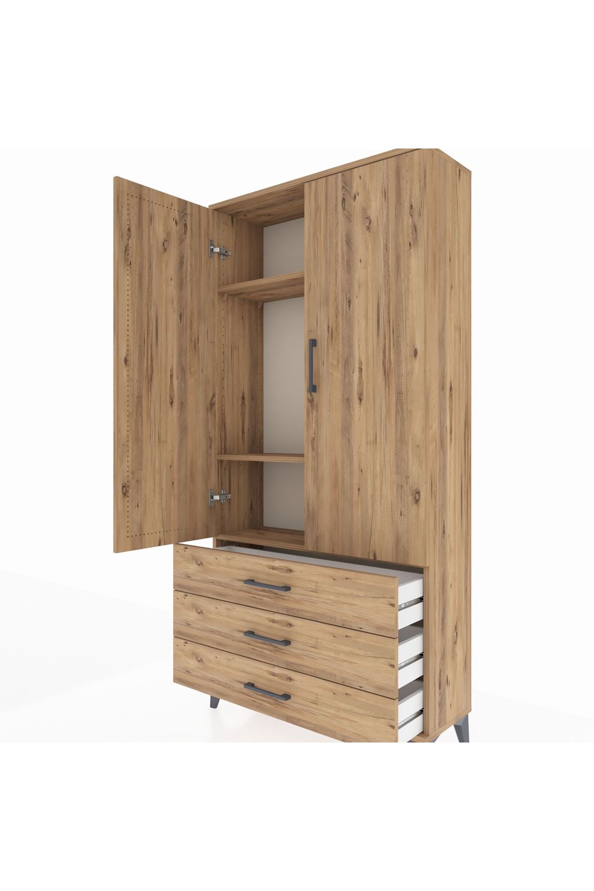Arges Dolap 3 Raflı 3 Çekmeceli 2 Kapaklı 88x30x182 - S24M006V9A