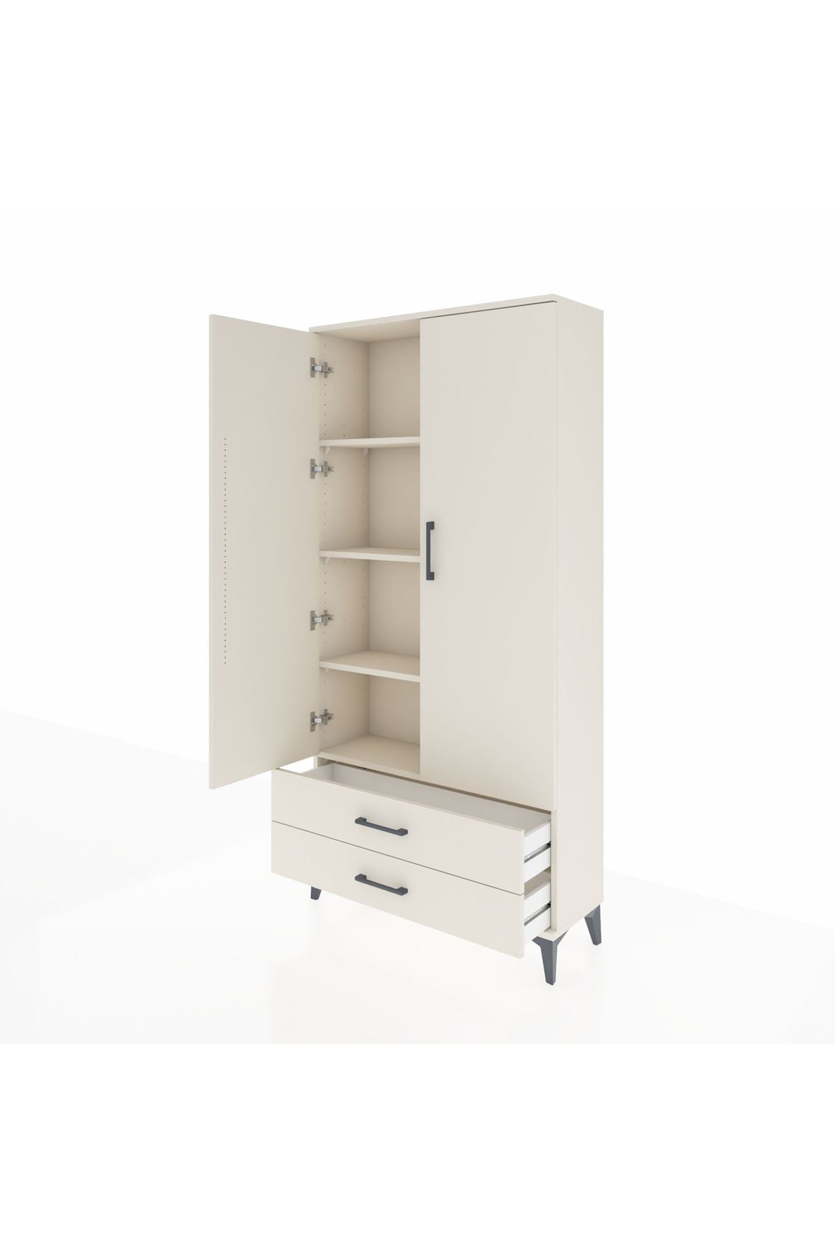 Arges Dolap 4 Raflı 2 Çekmeceli 2 Kapaklı 88x30x182 - S24M007V1A
