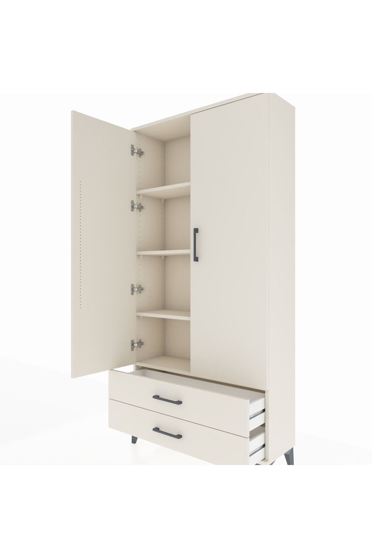 Arges Dolap 4 Raflı 2 Çekmeceli 2 Kapaklı 88x30x182 - S24M007V1A