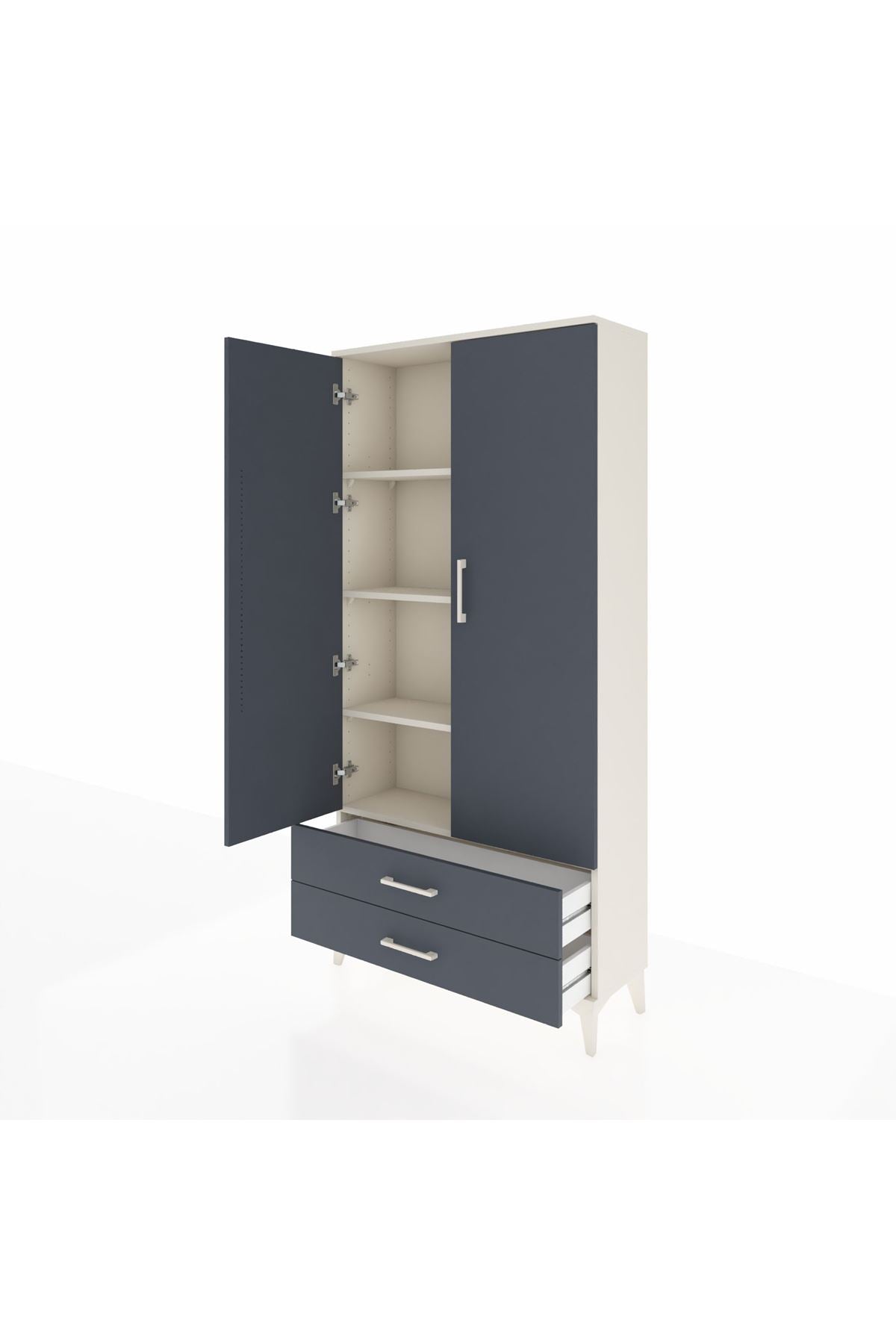 Arges Dolap 4 Raflı 2 Çekmeceli 2 Kapaklı 88x30x182 - S24M007V2A