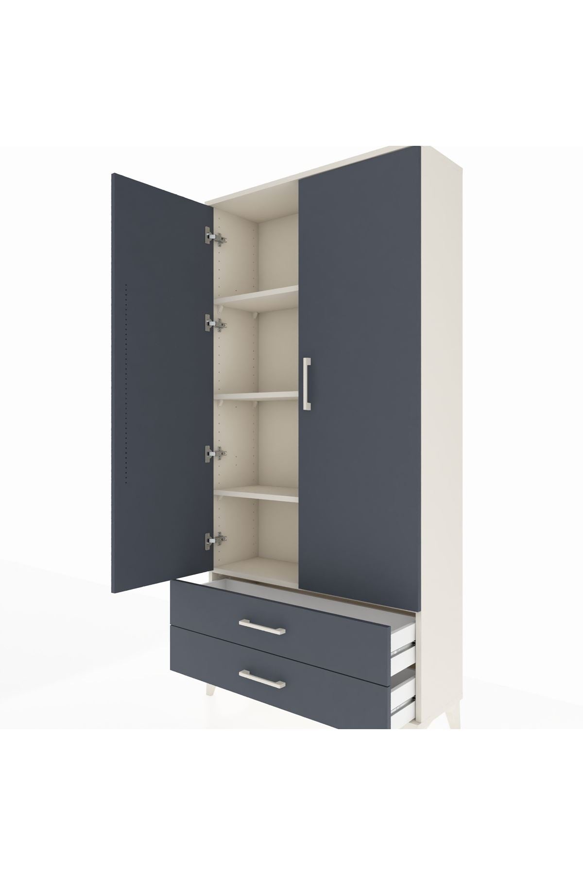 Arges Dolap 4 Raflı 2 Çekmeceli 2 Kapaklı 88x30x182 - S24M007V2A