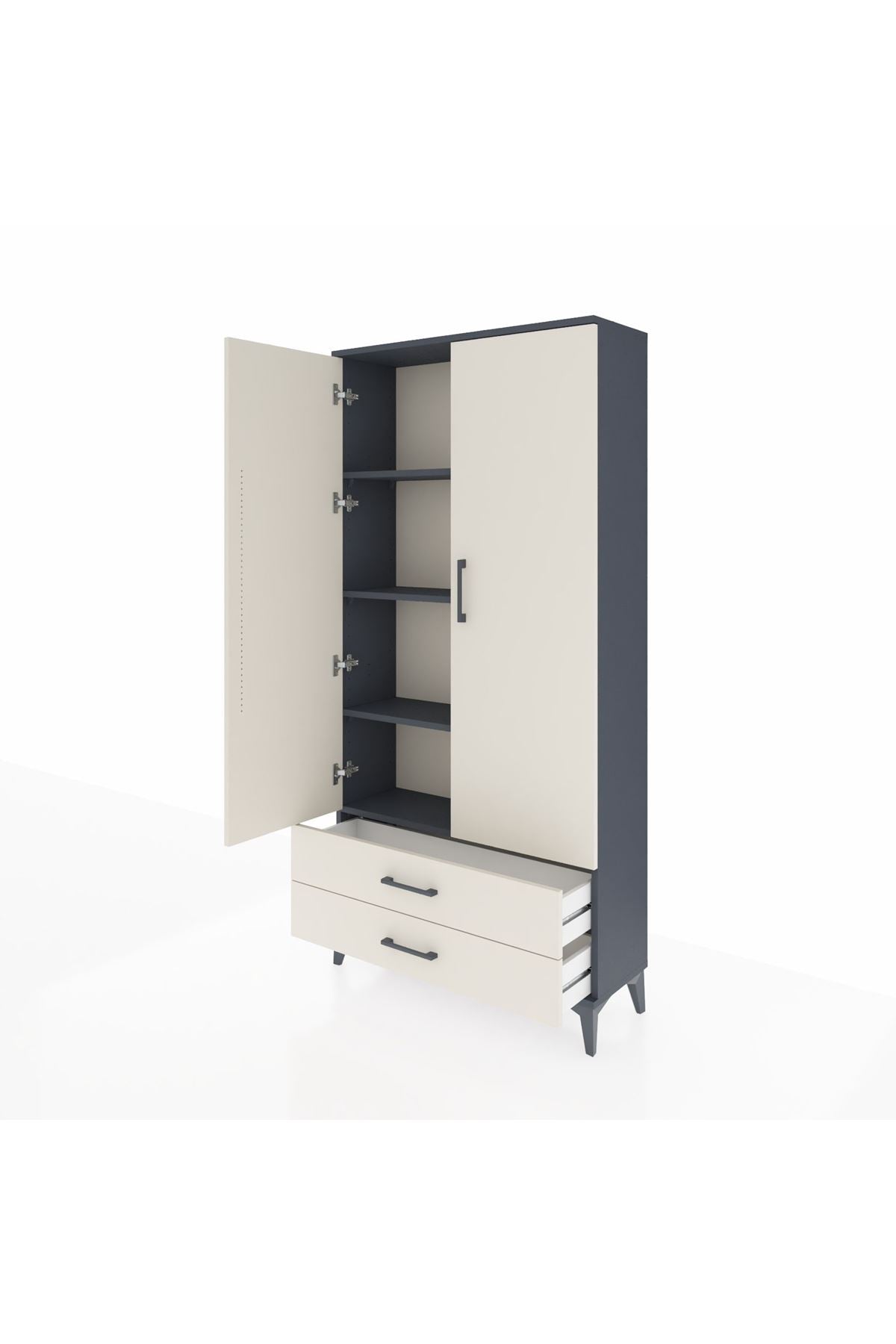 Arges Dolap 4 Raflı 2 Çekmeceli 2 Kapaklı 88x30x182 - S24M007V4A