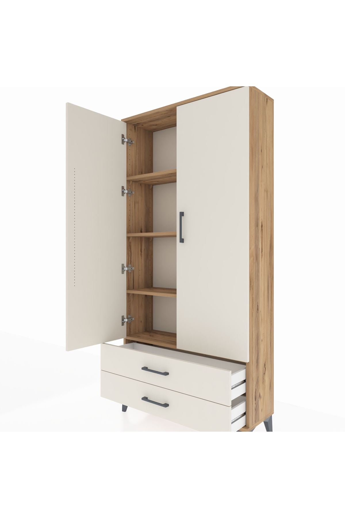 Arges Dolap 4 Raflı 2 Çekmeceli 2 Kapaklı 88x30x182 - S24M007V7A