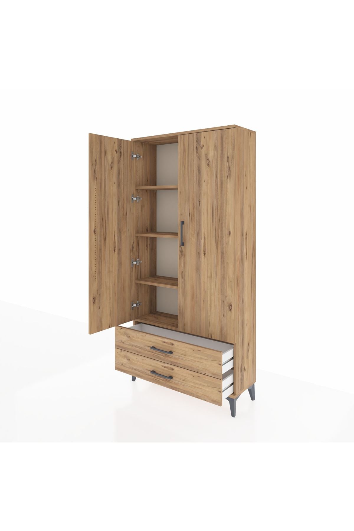 Arges Dolap 4 Raflı 2 Çekmeceli 2 Kapaklı 88x30x182 - S24M007V9A
