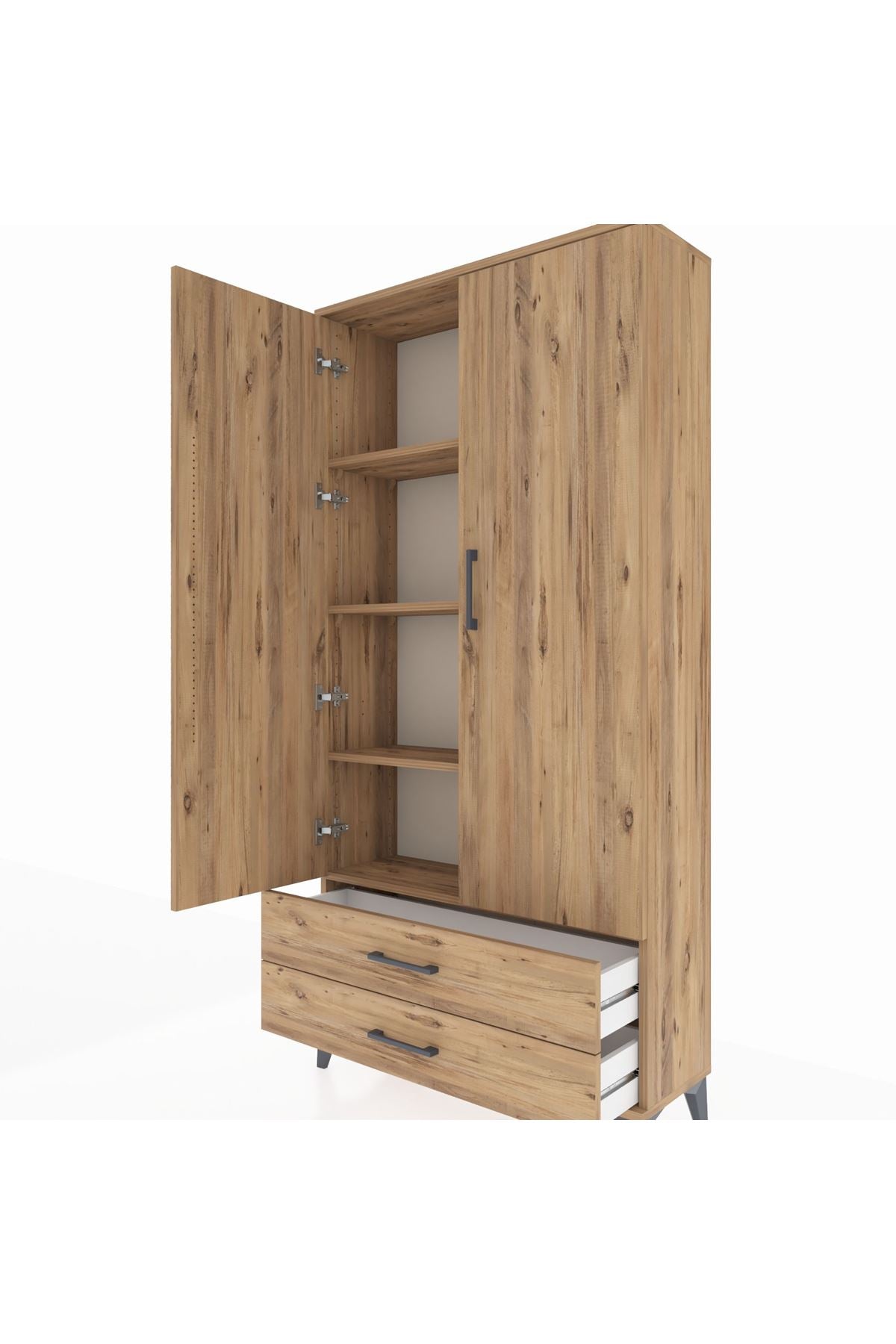 Arges Dolap 4 Raflı 2 Çekmeceli 2 Kapaklı 88x30x182 - S24M007V9A