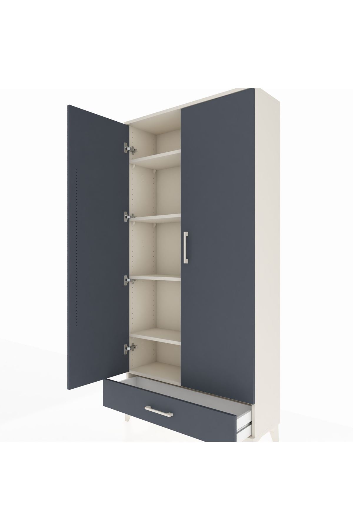 Arges Dolap 5 Raflı Tek Çekmeceli 2 Kapaklı 88x30x182 - S24M008V2A
