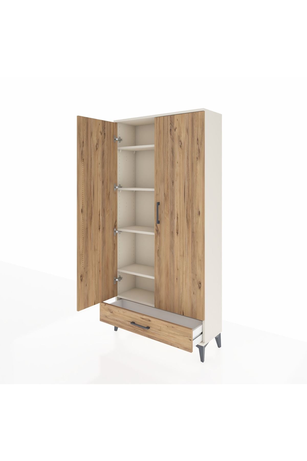 Arges Dolap 5 Raflı Tek Çekmeceli 2 Kapaklı 88x30x182 - S24M008V3A