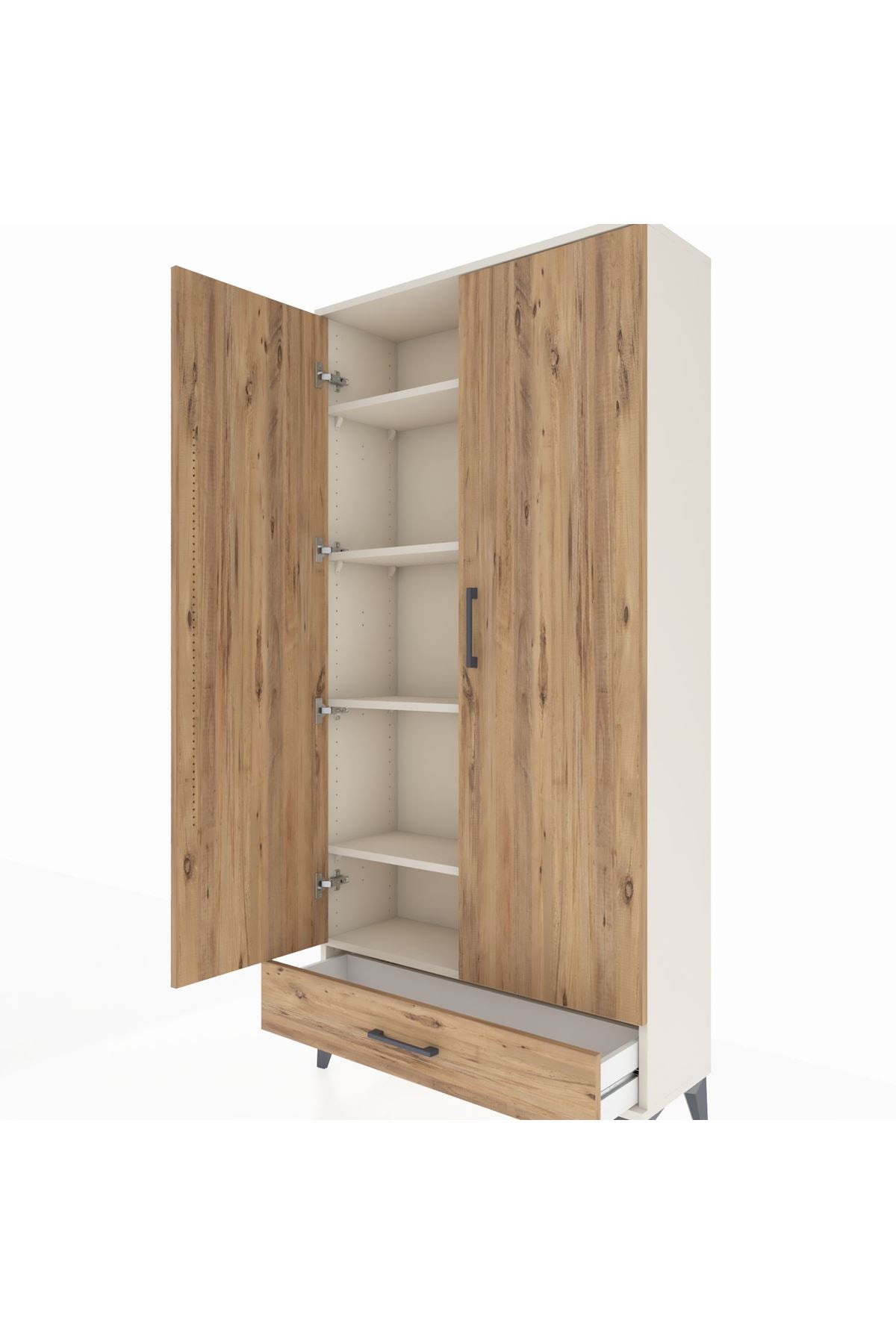 Arges Dolap 5 Raflı Tek Çekmeceli 2 Kapaklı 88x30x182 - S24M008V3A