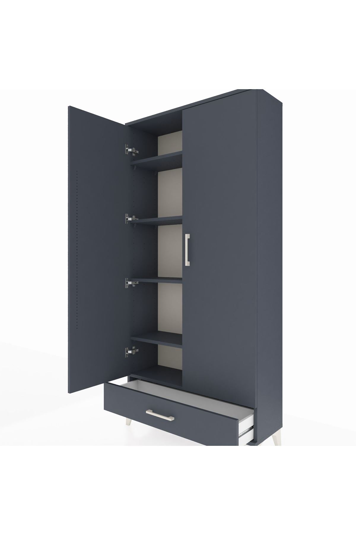 Arges Dolap 5 Raflı Tek Çekmeceli 2 Kapaklı 88x30x182 - S24M008V5A