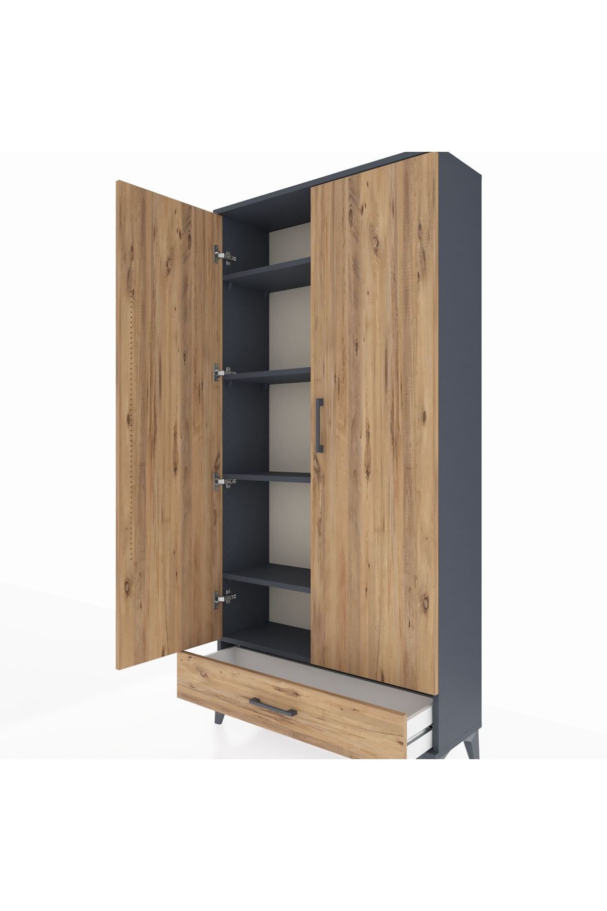 Arges Dolap 5 Raflı Tek Çekmeceli 2 Kapaklı 88x30x182 - S24M008V6A