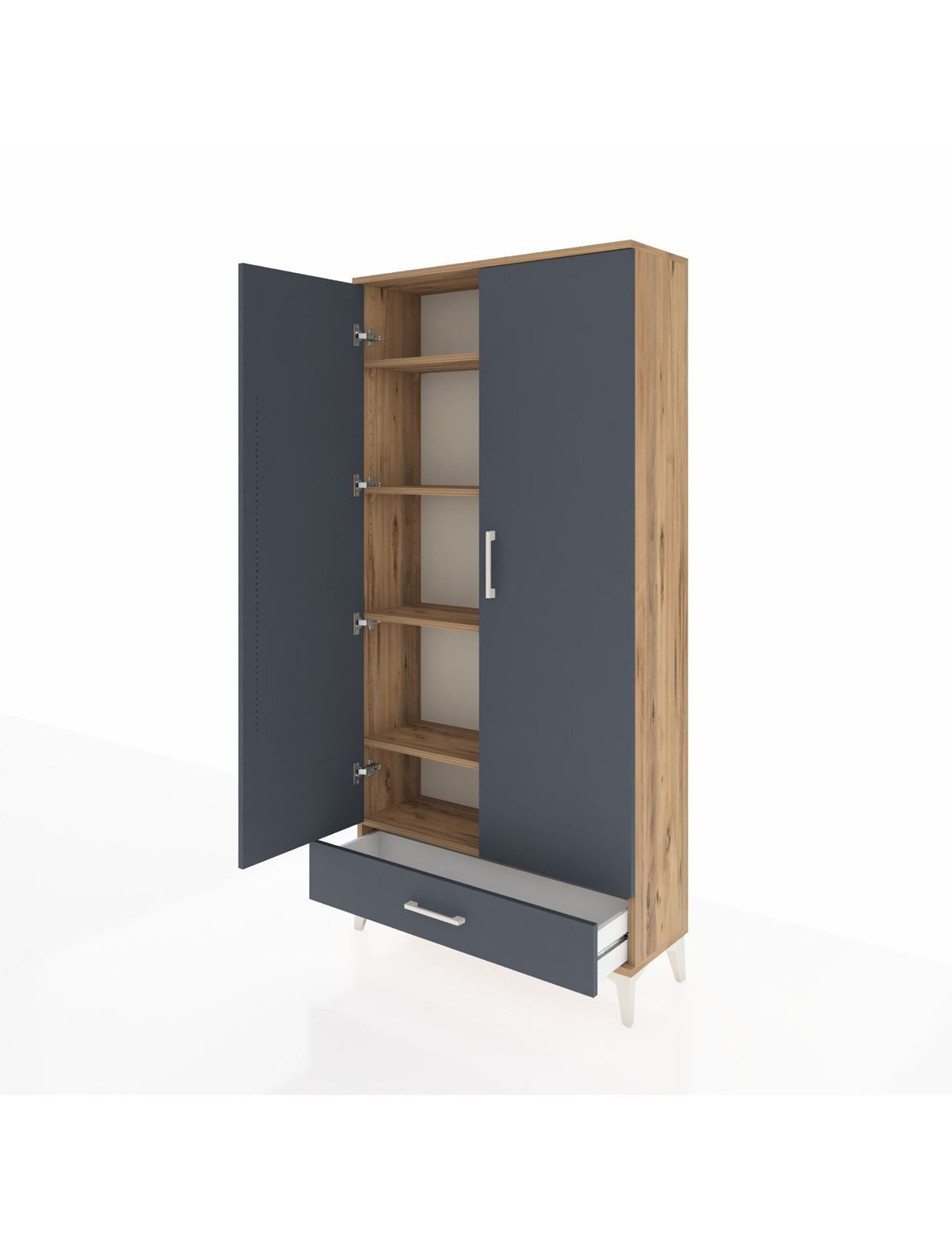 Arges Dolap 5 Raflı Tek Çekmeceli 2 Kapaklı 88x30x182 - S24M008V8A
