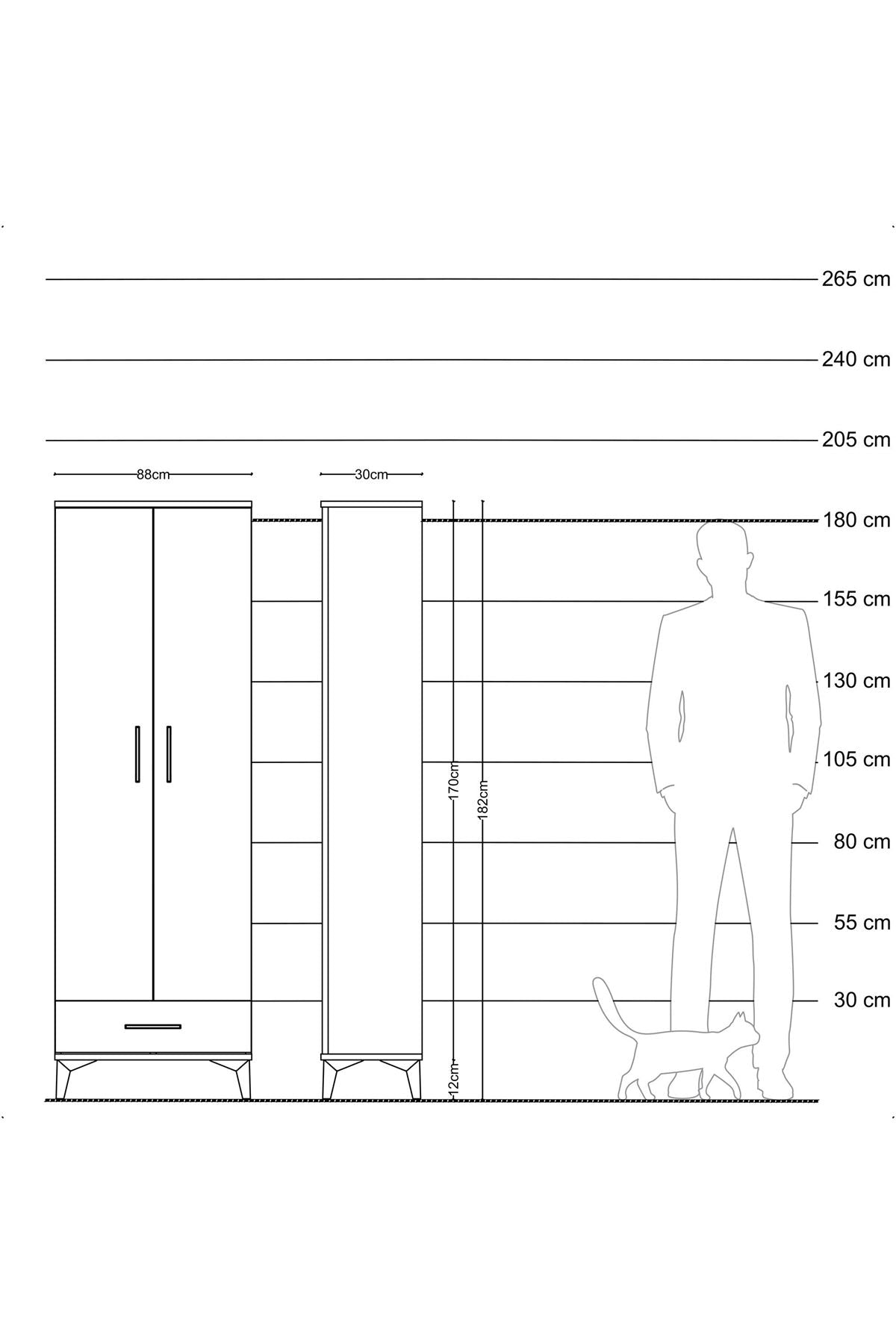 Arges Dolap 5 Raflı Tek Çekmeceli 2 Kapaklı 88x30x182 - S24M008V9A