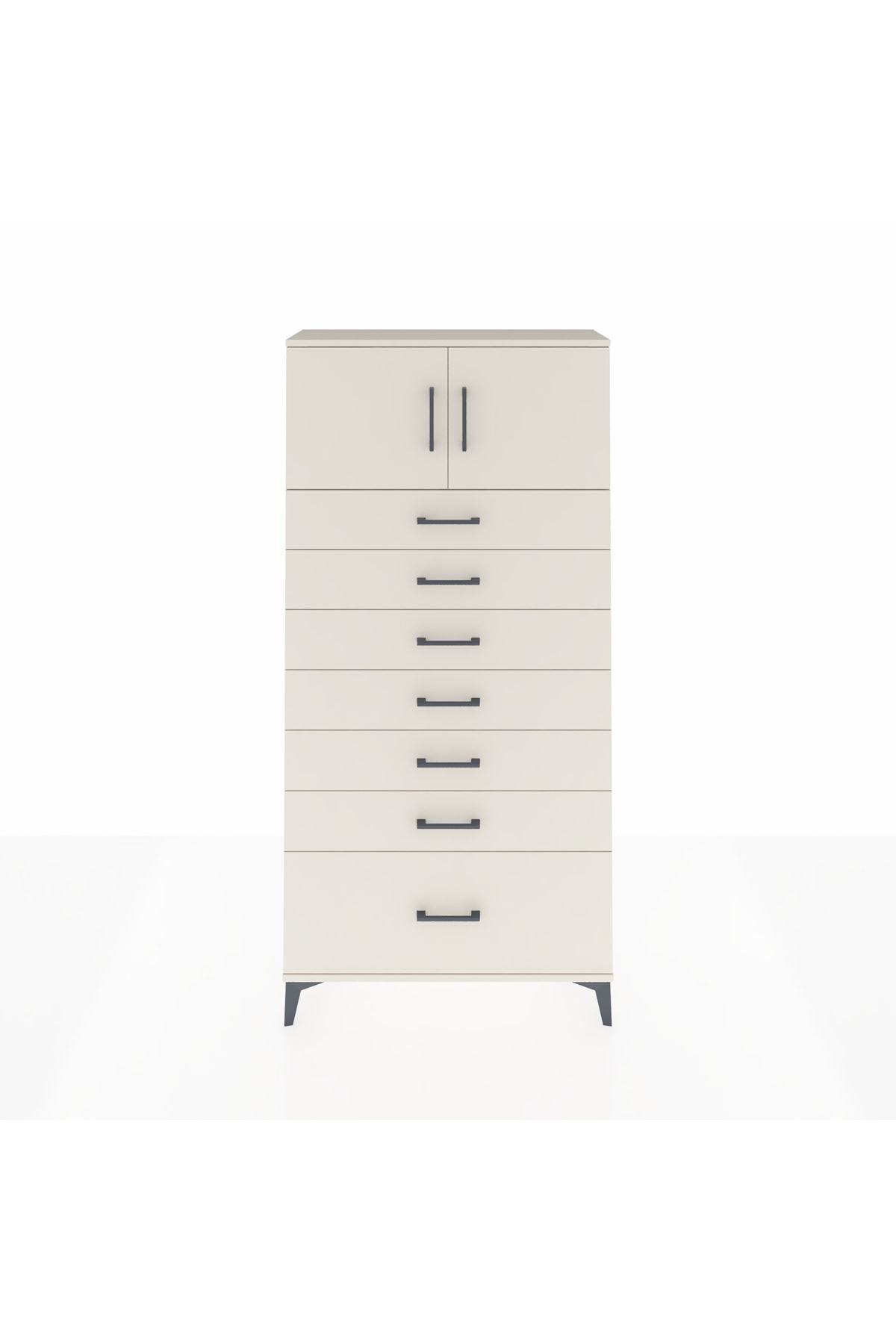 Arges Dolap Tek Raflı 7 Çekmeceli 2 Kapaklı 88x30x182 - S24M010V1A
