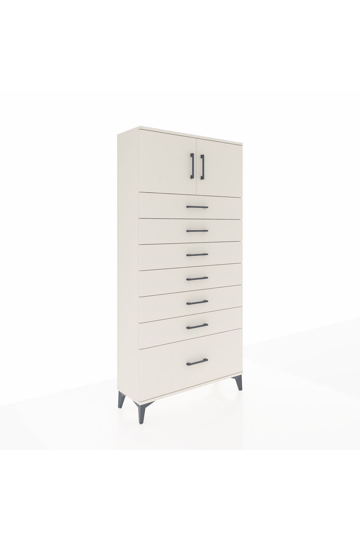 Arges Dolap Tek Raflı 7 Çekmeceli 2 Kapaklı 88x30x182 - S24M010V1A