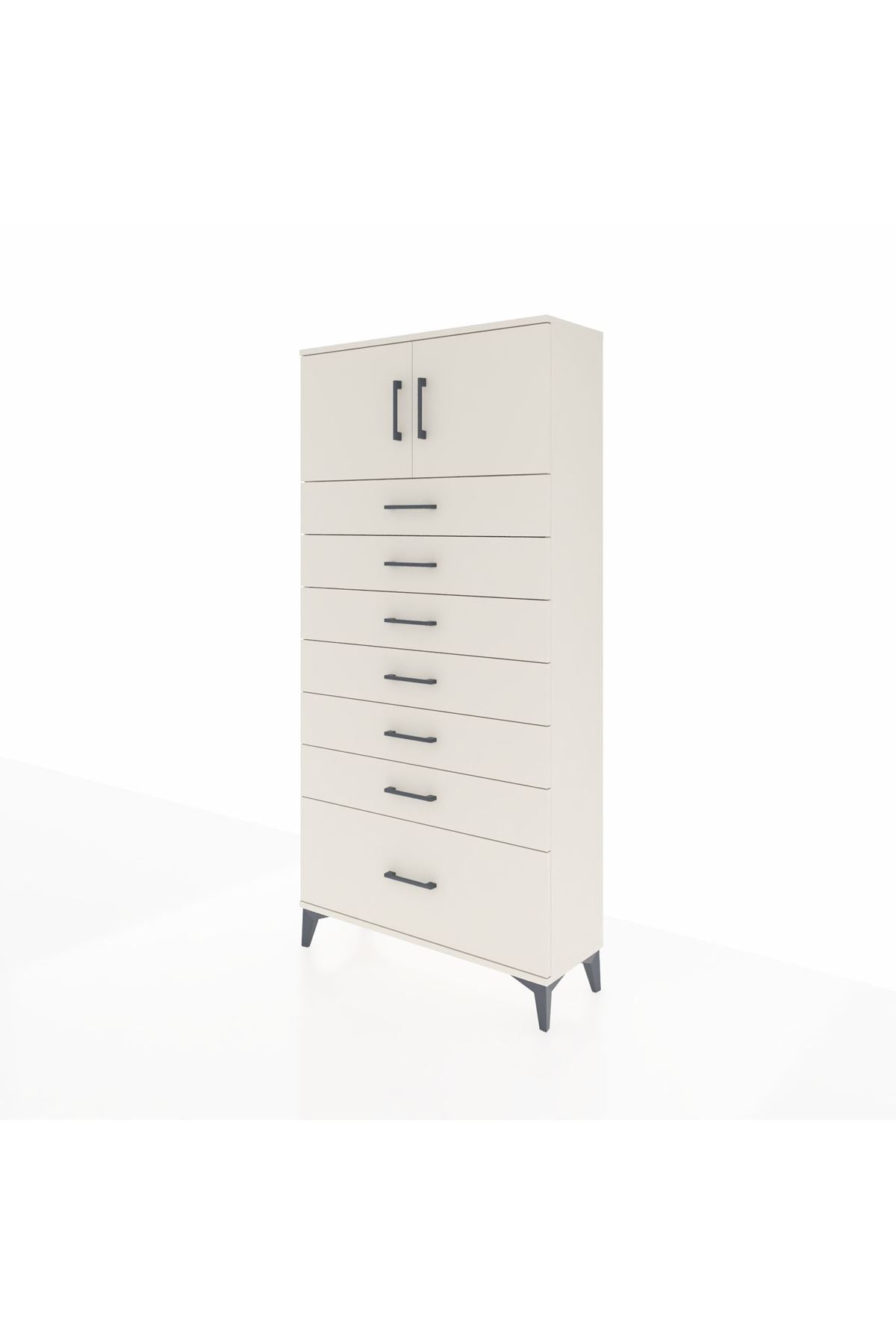 Arges Dolap Tek Raflı 7 Çekmeceli 2 Kapaklı 88x30x182 - S24M010V1A