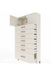 Arges Dolap Tek Raflı 7 Çekmeceli 2 Kapaklı 88x30x182 - S24M010V1A