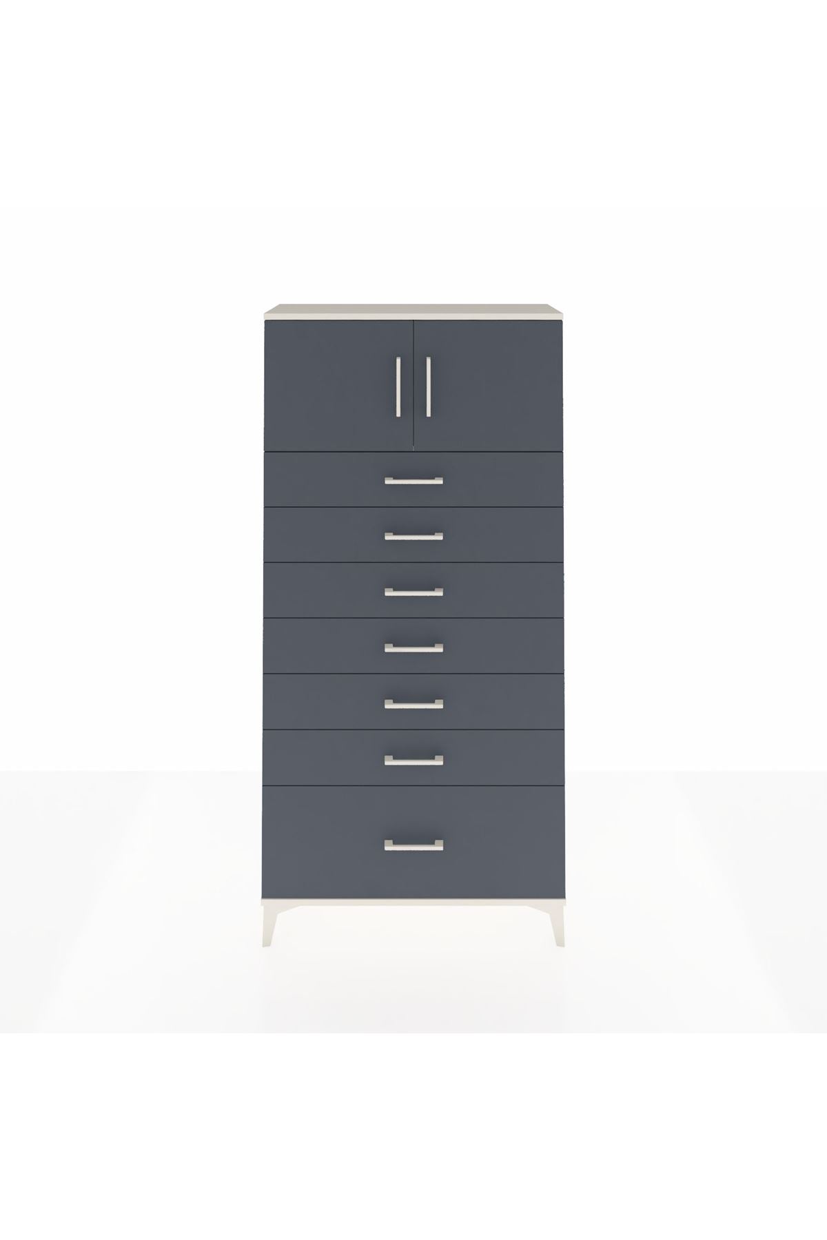 Arges Dolap Tek Raflı 7 Çekmeceli 2 Kapaklı 88x30x182 - S24M010V2A
