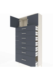 Arges Dolap Tek Raflı 7 Çekmeceli 2 Kapaklı 88x30x182 - S24M010V2A