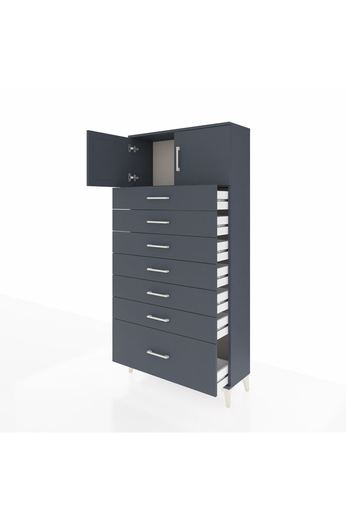 Arges Dolap Tek Raflı 7 Çekmeceli 2 Kapaklı 88x30x182 - S24M010V5A