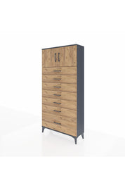 Arges Dolap Tek Raflı 7 Çekmeceli 2 Kapaklı 88x30x182 - S24M010V6A