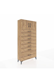 Arges Dolap Tek Raflı 7 Çekmeceli 2 Kapaklı 88x30x182 - S24M010V9A