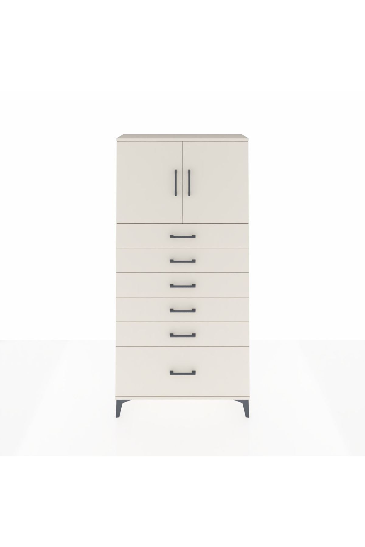 Arges Dolap 2 Raflı 6 Çekmeceli 2 Kapaklı 88x30x182 - S24M011V1A