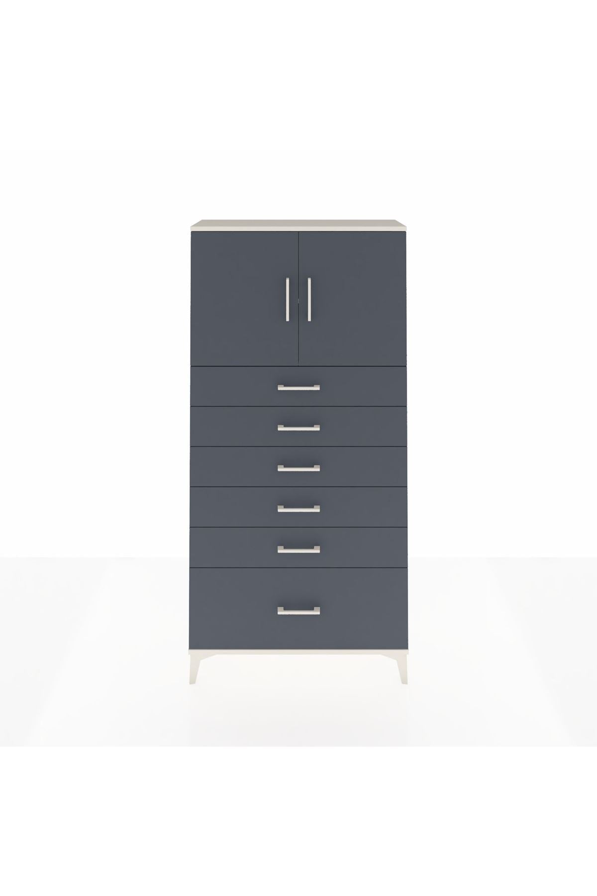 Arges Dolap 2 Raflı 6 Çekmeceli 2 Kapaklı 88x30x182 - S24M011V2A