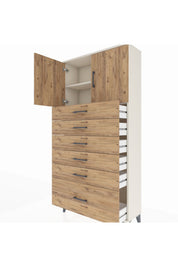 Arges Dolap 2 Raflı 6 Çekmeceli 2 Kapaklı 88x30x182 - S24M011V3A