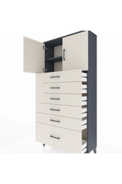 Arges Dolap 2 Raflı 6 Çekmeceli 2 Kapaklı 88x30x182 - S24M011V4A