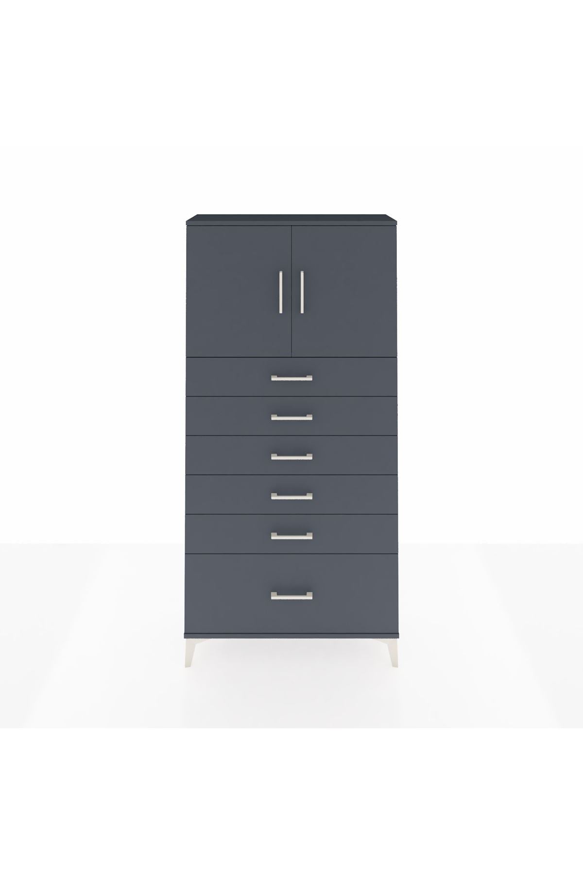 Arges Dolap 2 Raflı 6 Çekmeceli 2 Kapaklı 88x30x182 - S24M011V5A
