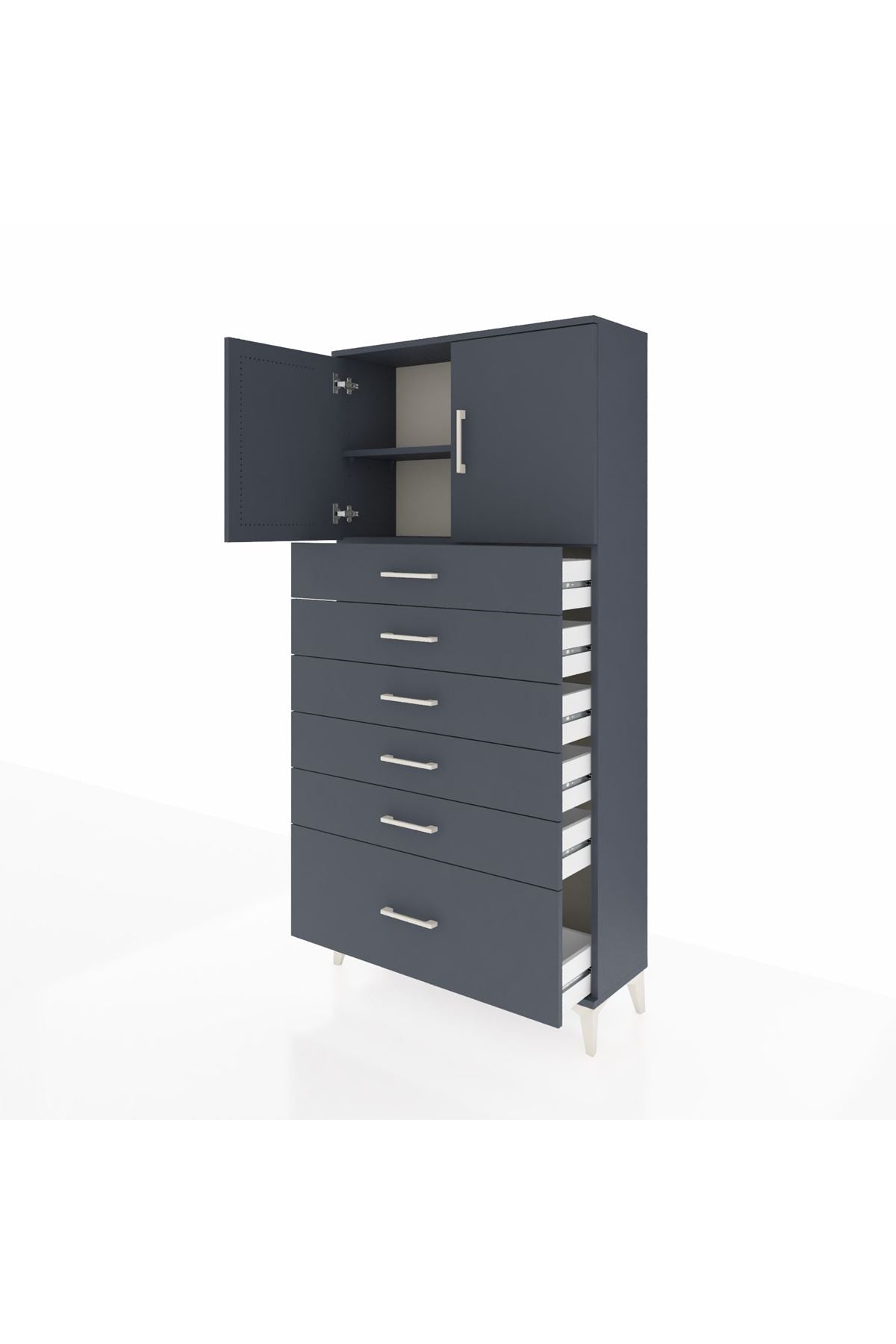 Arges Dolap 2 Raflı 6 Çekmeceli 2 Kapaklı 88x30x182 - S24M011V5A