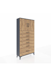 Arges Dolap 2 Raflı 6 Çekmeceli 2 Kapaklı 88x30x182 - S24M011V6A