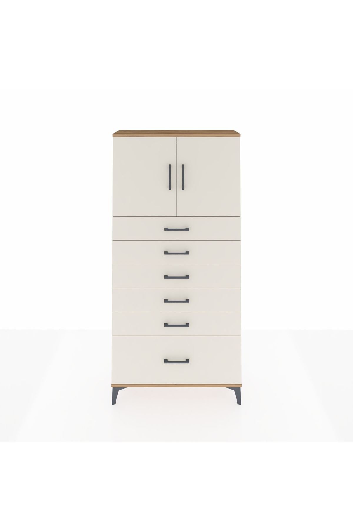 Arges Dolap 2 Raflı 6 Çekmeceli 2 Kapaklı 88x30x182 - S24M011V7A