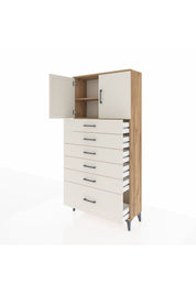 Arges Dolap 2 Raflı 6 Çekmeceli 2 Kapaklı 88x30x182 - S24M011V7A
