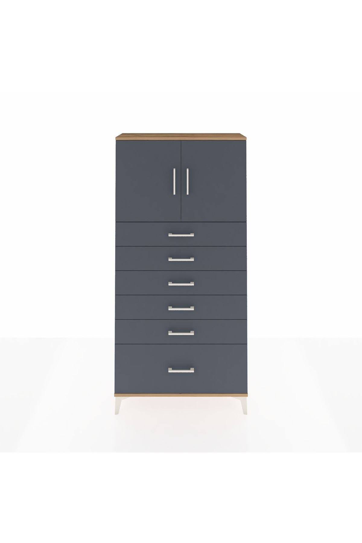 Arges Dolap 2 Raflı 6 Çekmeceli 2 Kapaklı 88x30x182 - S24M011V8A