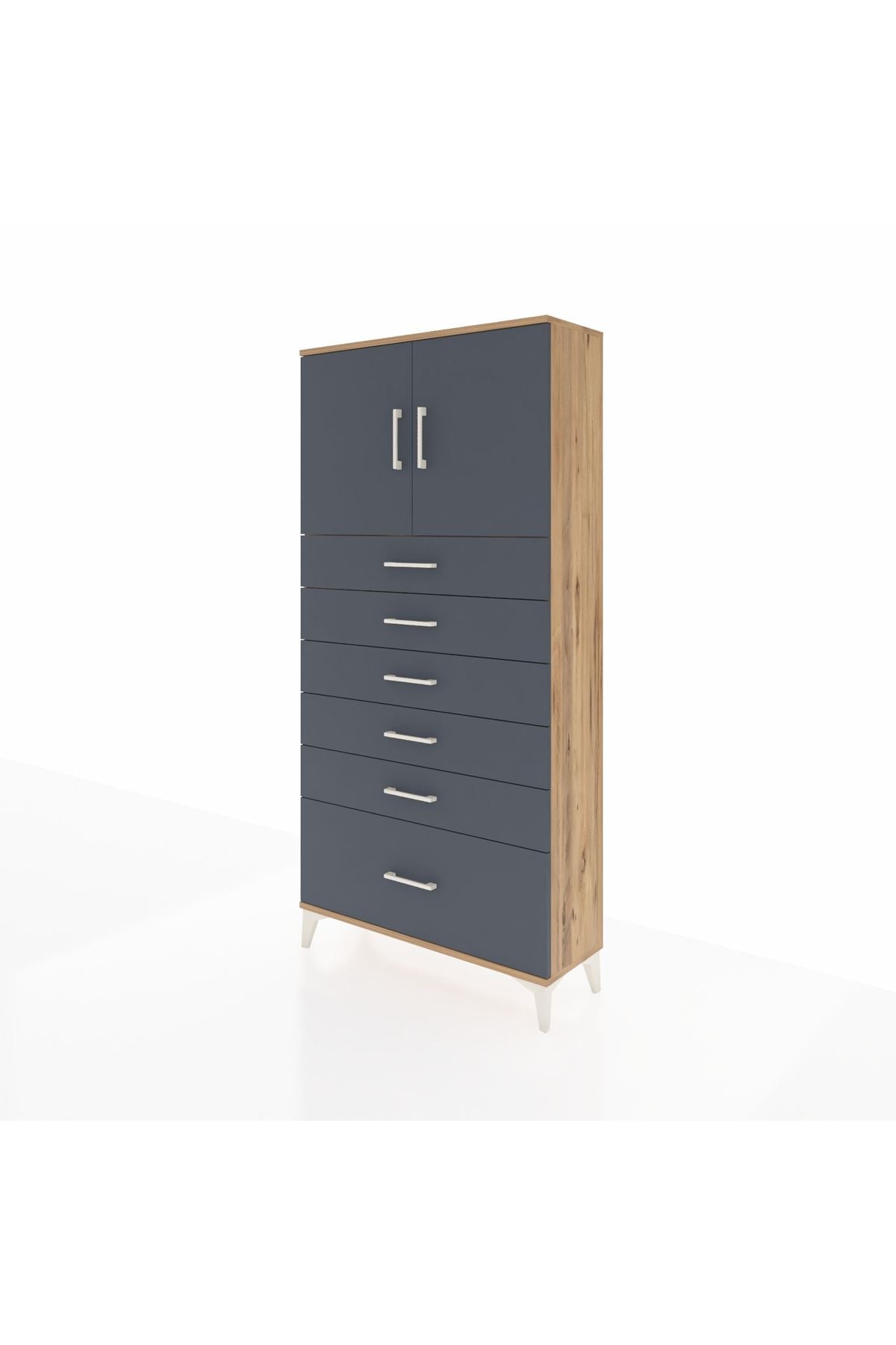Arges Dolap 2 Raflı 6 Çekmeceli 2 Kapaklı 88x30x182 - S24M011V8A