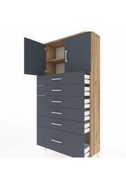 Arges Dolap 2 Raflı 6 Çekmeceli 2 Kapaklı 88x30x182 - S24M011V8A