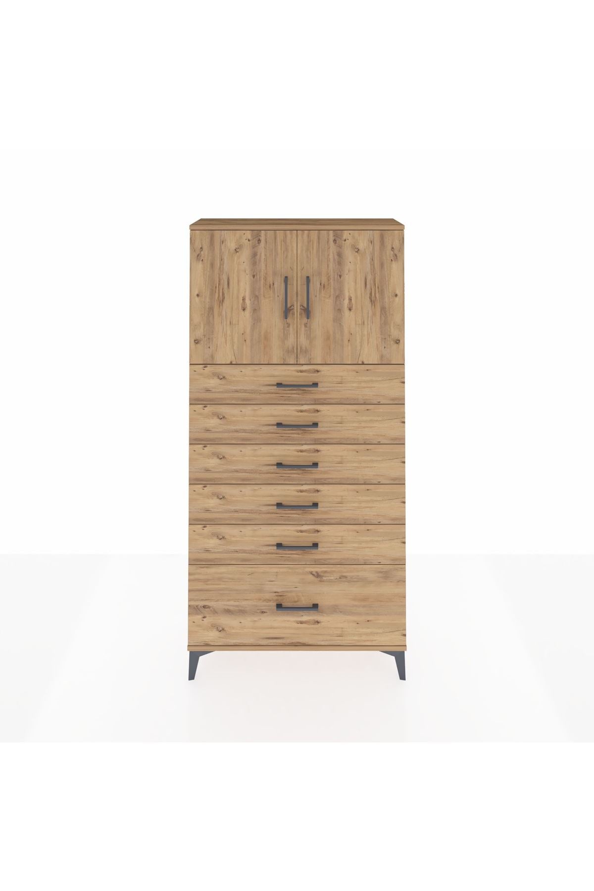 Arges Dolap 2 Raflı 6 Çekmeceli 2 Kapaklı 88x30x182 - S24M011V9A