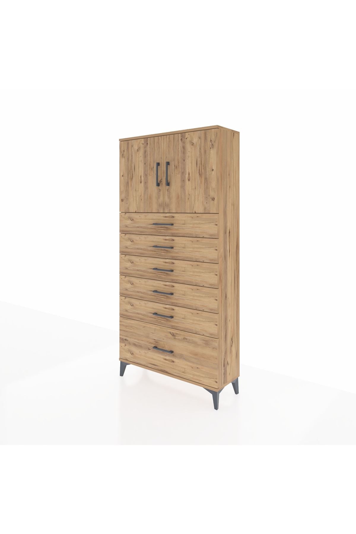 Arges Dolap 2 Raflı 6 Çekmeceli 2 Kapaklı 88x30x182 - S24M011V9A