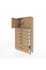 Arges Dolap 2 Raflı 6 Çekmeceli 2 Kapaklı 88x30x182 - S24M011V9A