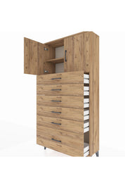 Arges Dolap 2 Raflı 6 Çekmeceli 2 Kapaklı 88x30x182 - S24M011V9A